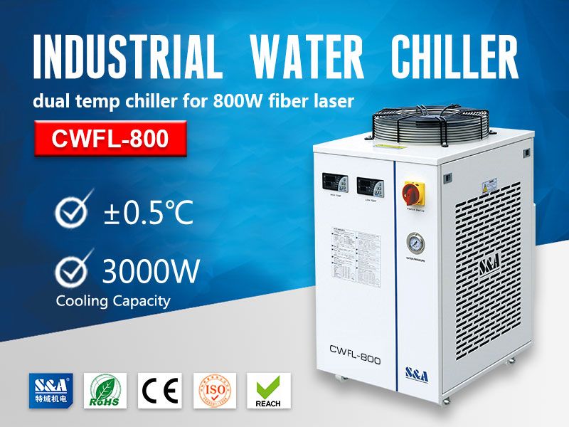 S&A small water chiller CWFL-800 for cooling 800W fiber laser engraver